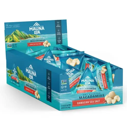 Mauna Loa Sea Salt Roasted Macadamia Nuts in individual 0.5 oz pouches