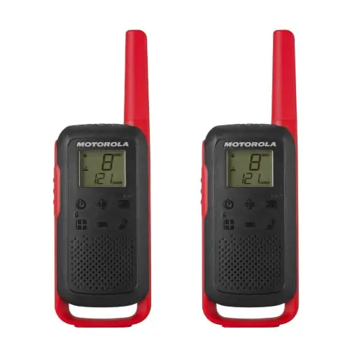 Motorola Talkabout T210 two-way radios in black and red