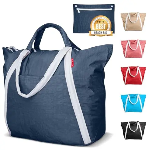 Bodysurf oversized waterproof beach tote in ripstop nylon with zipper.