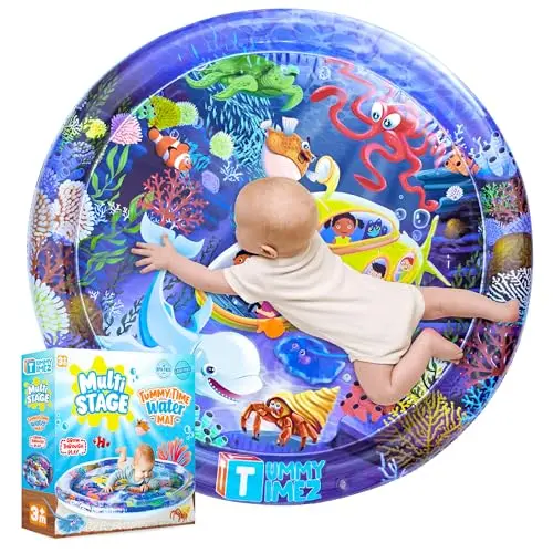 TT TUMMYTIMEZ extra large inflatable baby water mat with underwater theme and floating sea creatures