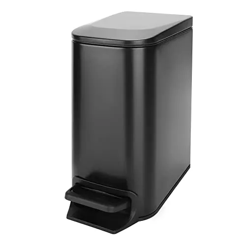 Cesun small stainless steel trash can with step pedal in matte black