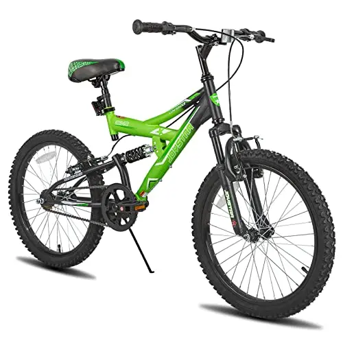JOYSTAR Contender 20-inch green kids mountain bike with dual suspension