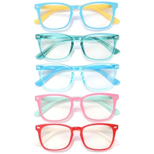 CHEERS DEVICES 5 Pack of kids blue light glasses in assorted colors