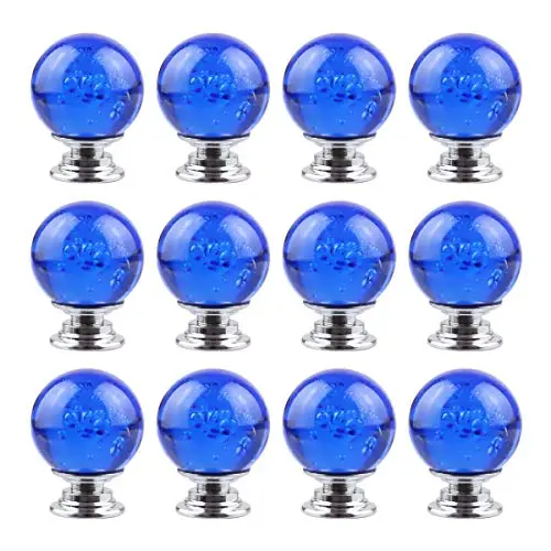 BNYZWOT 12-pack of light blue crystal bubble cabinet knobs