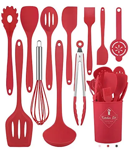 Pranski red silicone kitchen utensil set
