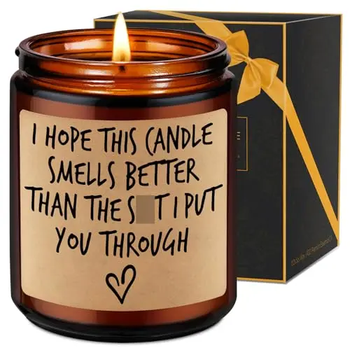 Fairy's Gift 'I'm Sorry I Love You' scented candle with humorous labeling