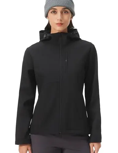 HOTSUIT women's black softshell jacket with fleece lining and adjustable cuffs