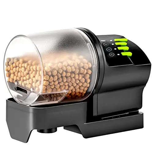 DXOPHIEX automatic fish feeder with two food containers and USB cable