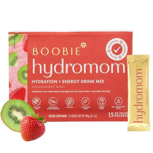 Boobie Hydromom Strawberry Kiwi electrolyte drink mix packets