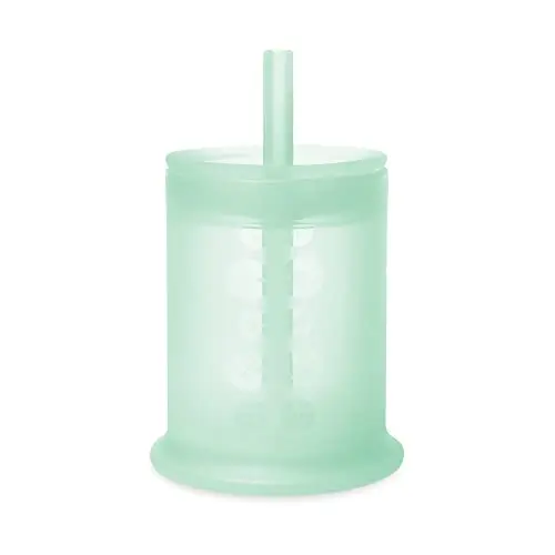 Olababy mint green silicone training cup with straw