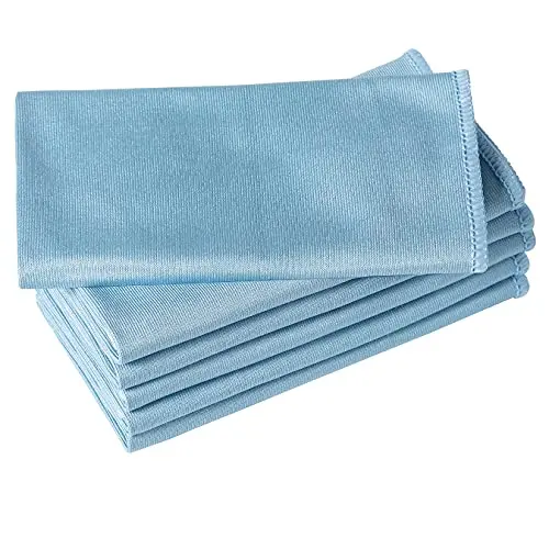Puomue pack of 6 blue microfiber glass cleaning towels