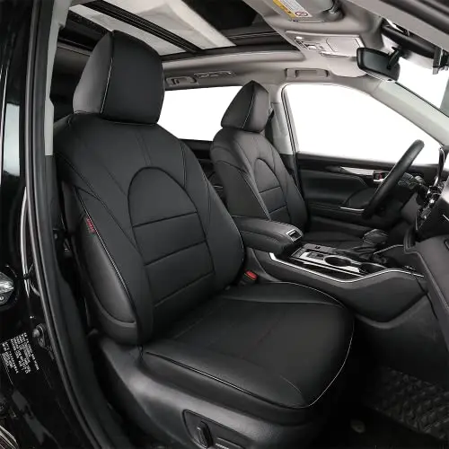 EKR Highlander seat covers in black, designed for second-row captain chairs with a luxury custom fit.