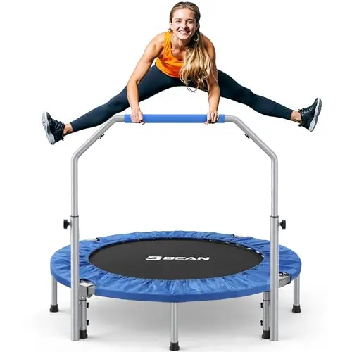 BCAN 48-inch foldable mini trampoline with adjustable foam handle