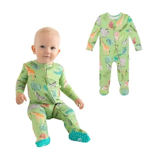 Posh Peanut newborn footie pajamas with fold-over mittens and designer footie grips