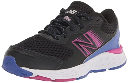 New Balance Kid's 680 V6 Lace-up Running Shoe in black and magenta