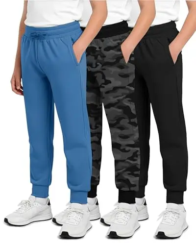 Real Essentials cotton fleece boys joggers in a 3-pack set