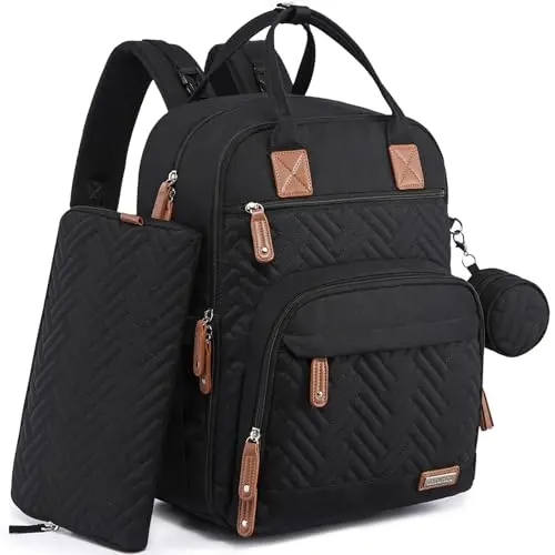 Iniuniu black unisex 4-in-1 diaper bag backpack kit with accessories