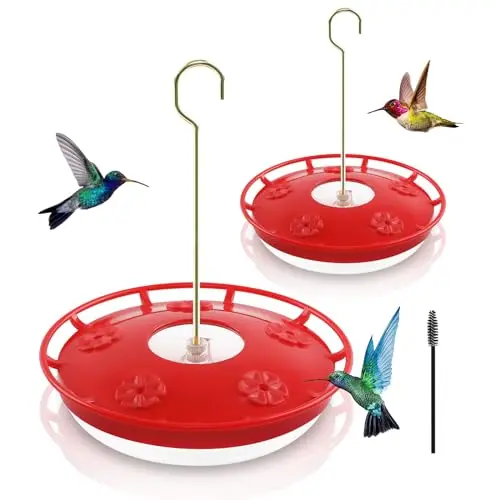 FEED GARDEN 2-pack of red plastic hummingbird feeders with five feeding ports