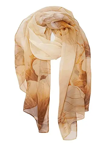 YOUR SMILE lightweight floral print shawl in khaki flower pattern