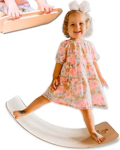 Chimpish 37-inch finger-safe wooden wobble balance board for kids