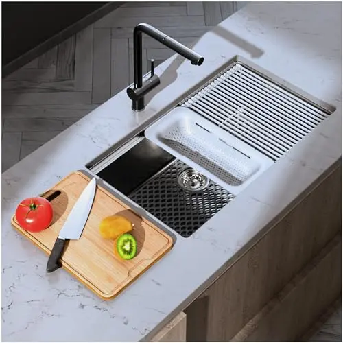 SR SUN RISE 32 inch undermount stainless steel workstation kitchen sink with accessories