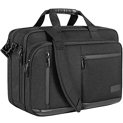 VANKEAN black canvas laptop messenger bag with multiple pockets visible