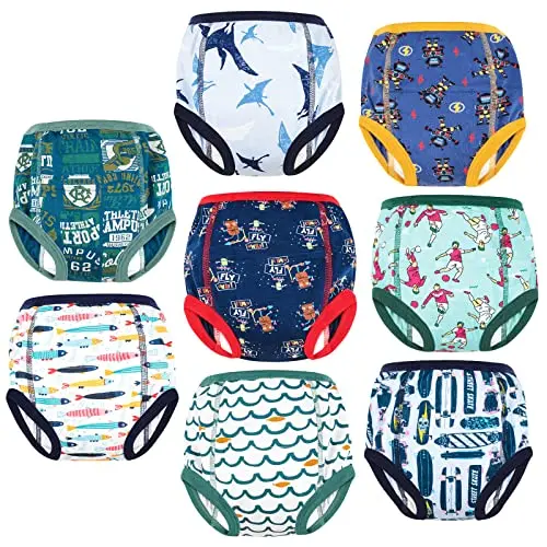 MooMoo Baby 8-pack of cotton training pants for boys and girls with colorful prints