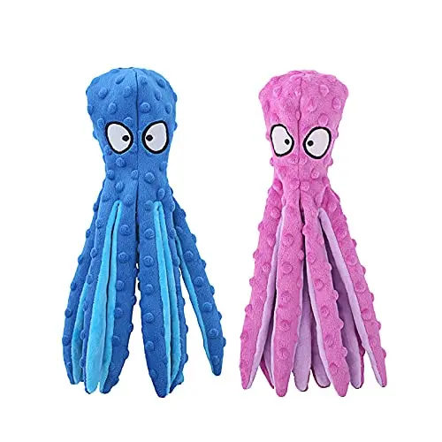 HGB 2-pack purple and blue octopus no stuffing dog toys