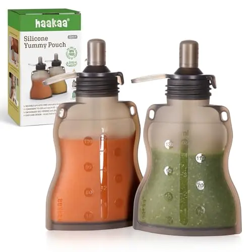 Haakaa Yummy Pouch reusable silicone baby food pouches