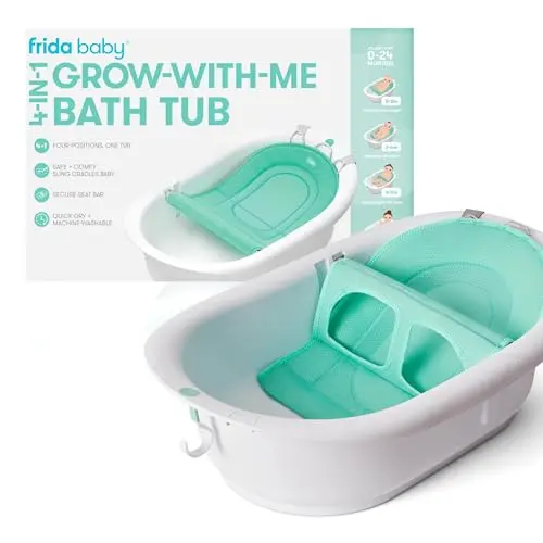 Frida Baby 4-in-1 grow-with-me bathtub with removable smart sling and bath seat