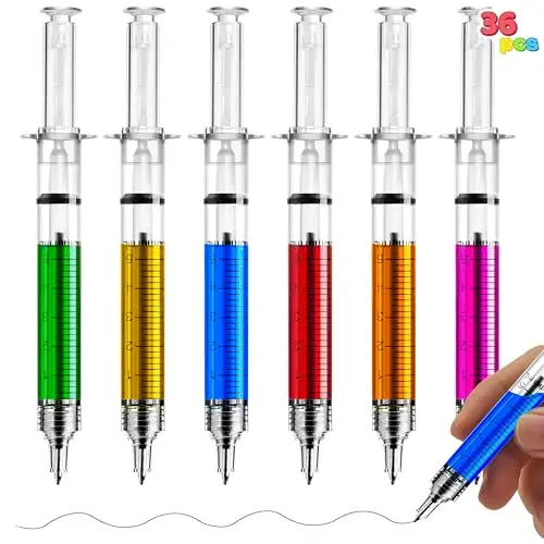 JOYIN 36-pack of multi-color syringe-shaped pens