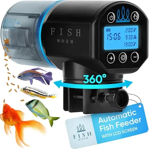 FISHNOSH blue automatic fish feeder with clip mount
