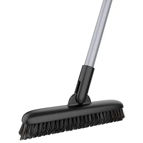 MR.SIGA long-handled grout scrub brush with V-shaped stiff bristles and swivel head