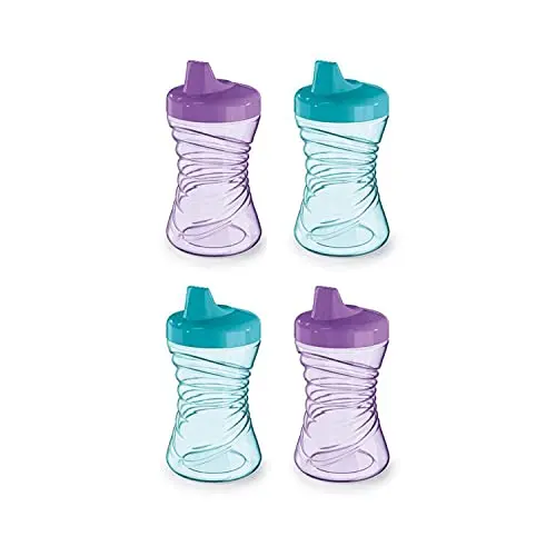 NUK Fun Grips Hard Spout Sippy Cup with textured hourglass shape and colored lids