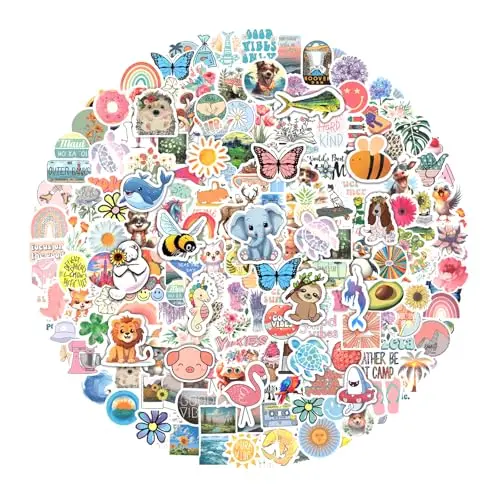 Eoaod pack of 200 colorful, cute, and waterproof stickers for kids' water bottles and laptops.