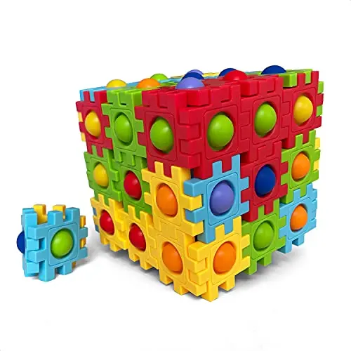 Anlabay multicolored pop bubble fidget blocks connected together