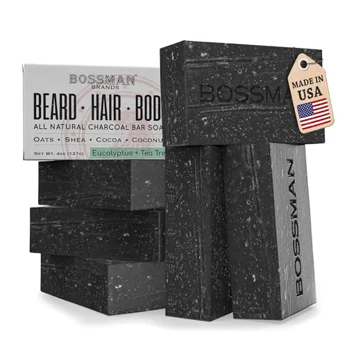 Bossman Charcoal Soap Bar 6-Pack with natural ingredients