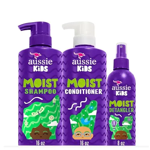 Aussie Kids shampoo, conditioner, and detangler spray bundle set