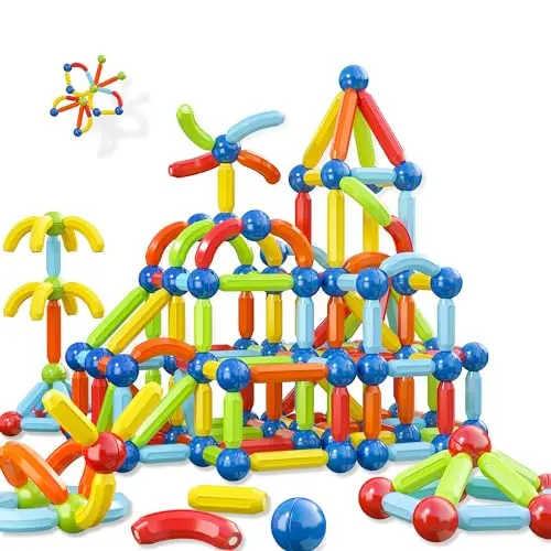 BigShu toddler magnetic blocks with rods and balls