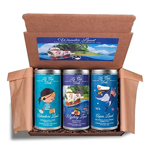 La Tea Dah Little Pirates gift box with three decorative tea tins