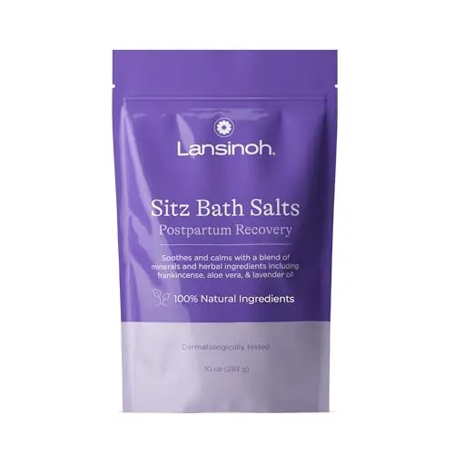 Lansinoh Sitz Bath Salts bag with lavender and aloe vera.