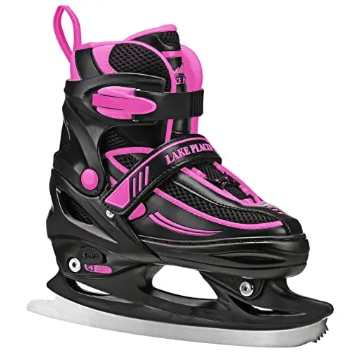 Lake Placid Summit adjustable ice skates in black and pink