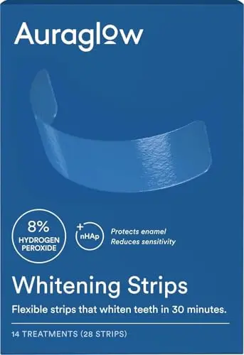 Auraglow teeth whitening strips in mint flavor