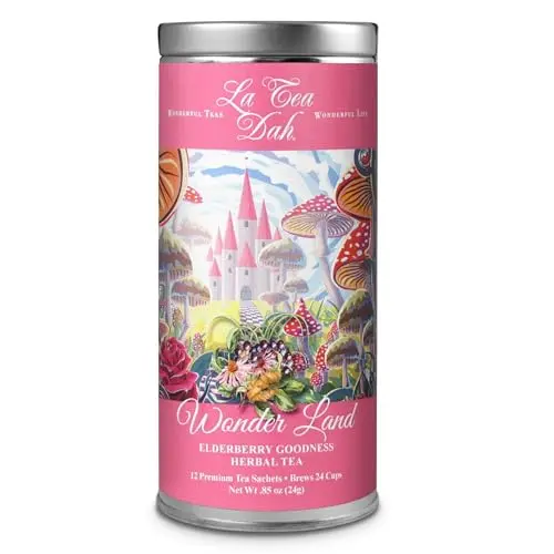 La Tea Dah Elderberry Goodness tea tin with princess graphics
