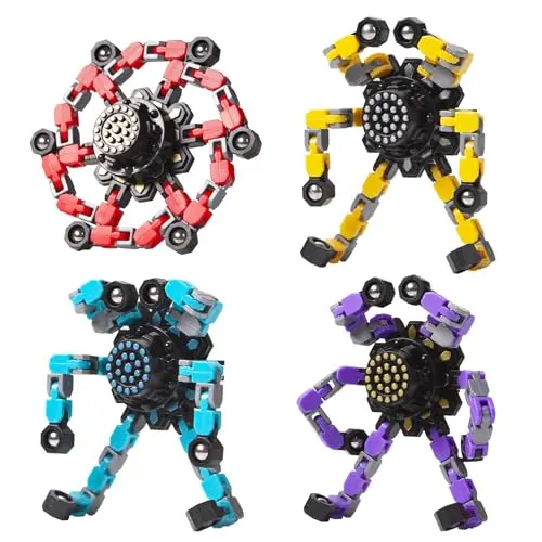 Gokeey 4-pack of colorful, chain-link transformable fidget spinners