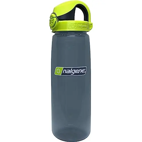 Nalgene Sustain Tritan plastic water bottle in Charcoal with Lime