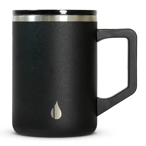 Elemental Summit 16oz black insulated travel mug with handle and lid