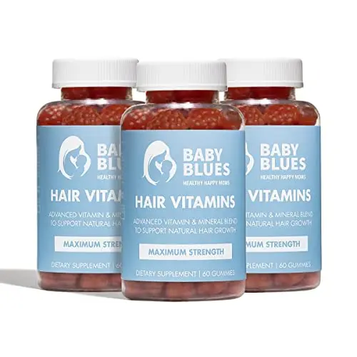 Baby Blues Postpartum Hair Loss Vitamins gummies in a full hair cycle pack