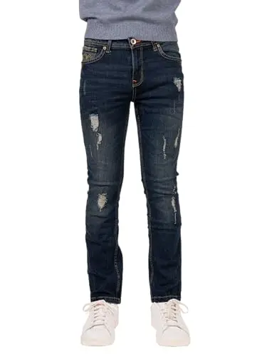 X RAY RAW X Boy's Slim Fit Stretch Jeans in a distressed denim style
