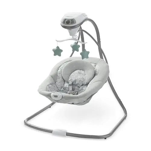 Graco Simple Sway Swing in Ivy color with overhead mobile